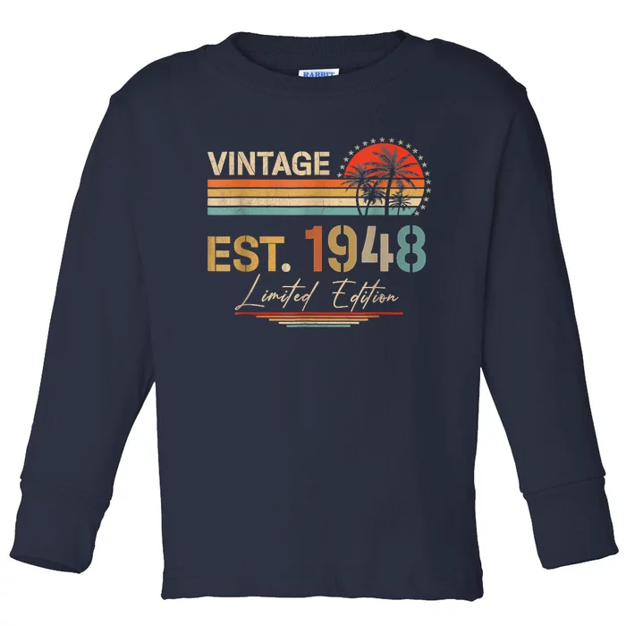 75 Years Old Gifts Born In 1948 Vintage 75th Birthday Retro Toddler Long Sleeve Shirt