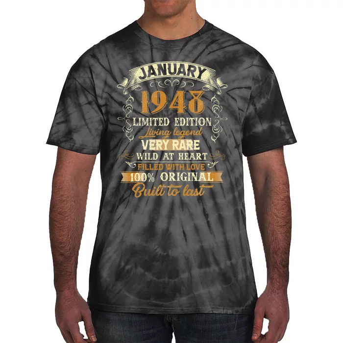 75 Year Old Awesome Since January 1948 75th Birthday Gift Tie-Dye T-Shirt