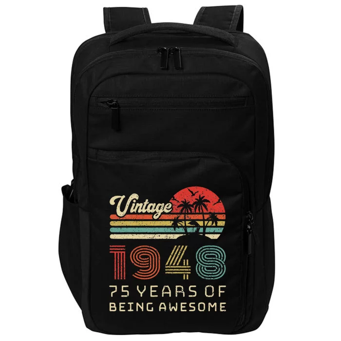 75 Year Old Birthday Vintage 1948 75th Birthday Impact Tech Backpack