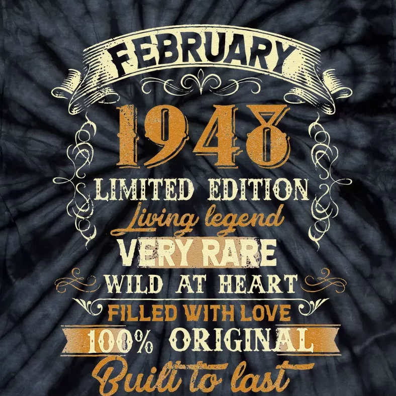 75 Year Old February 1948 Limited Edition 75th Birthday Gift Tie-Dye T-Shirt