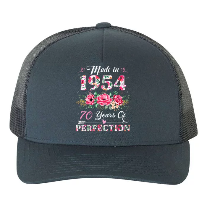 70 Year Old Made In 1954 Floral 70th Birthday Gifts Yupoong Adult 5-Panel Trucker Hat