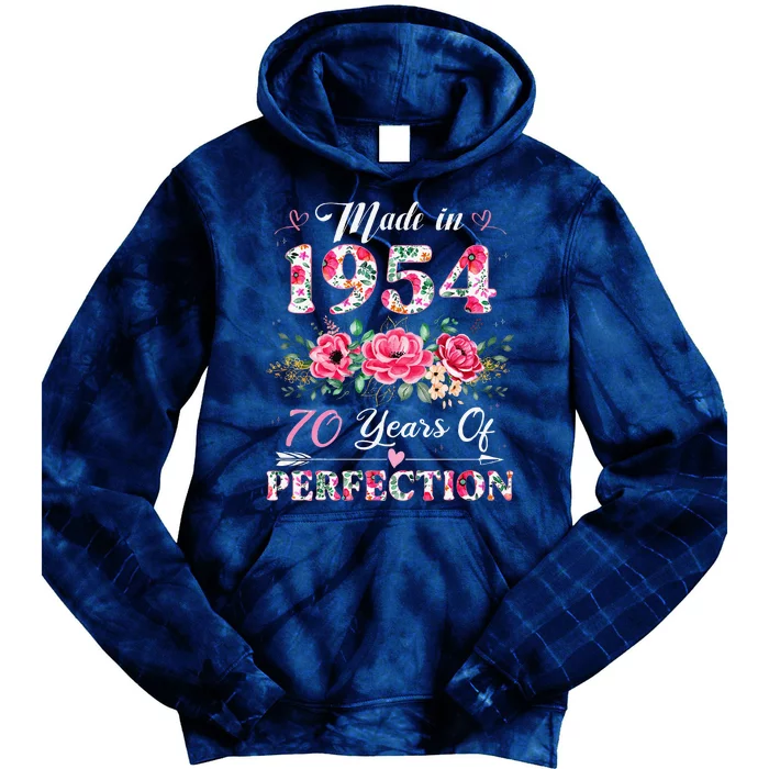 70 Year Old Made In 1954 Floral 70th Birthday Gifts Tie Dye Hoodie