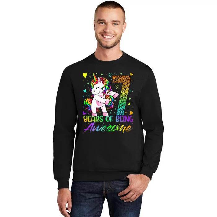 7 Year Old Gifts Unicorn Flossing 7th Birthday Girl Party Sweatshirt