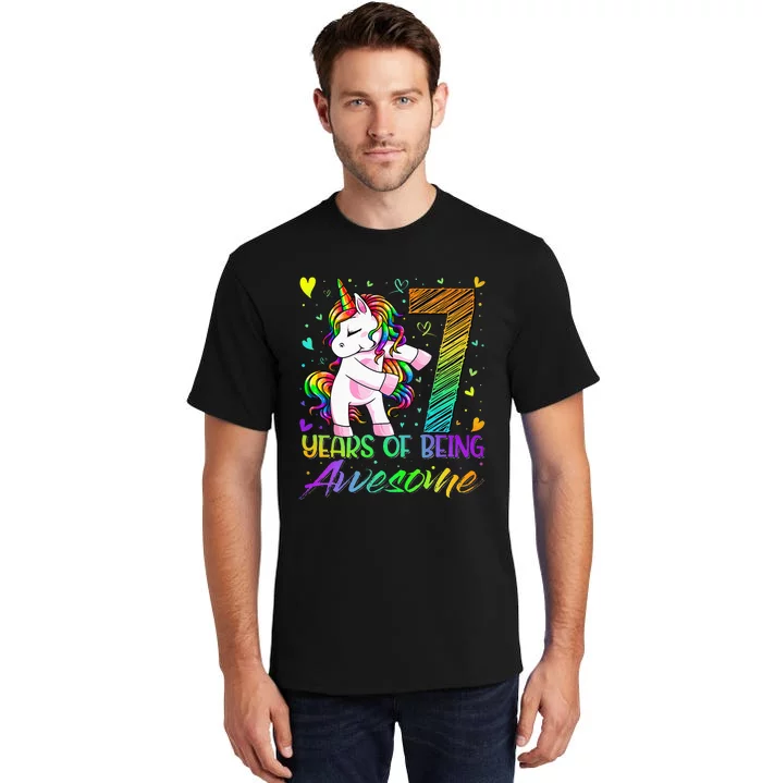 7 Year Old Gifts Unicorn Flossing 7th Birthday Girl Party Tall T-Shirt