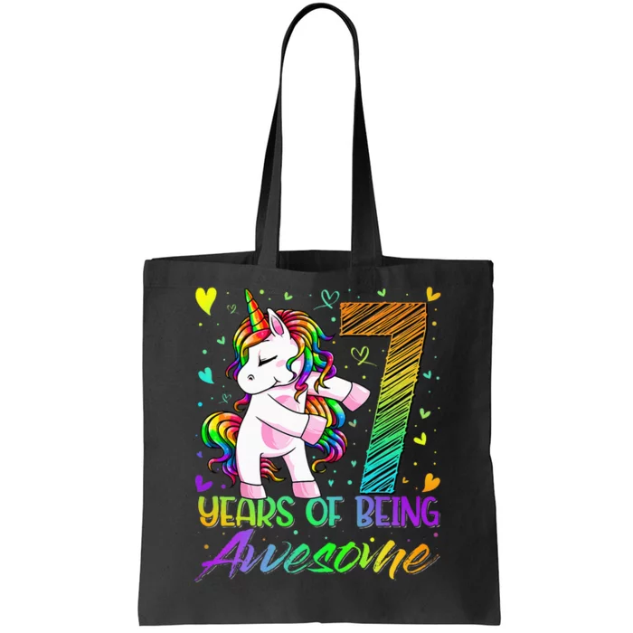 7 Year Old Gifts Unicorn Flossing 7th Birthday Girl Party Tote Bag