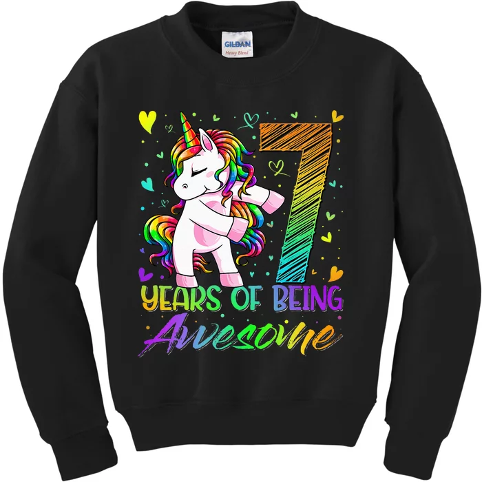 7 Year Old Gifts Unicorn Flossing 7th Birthday Girl Party Kids Sweatshirt