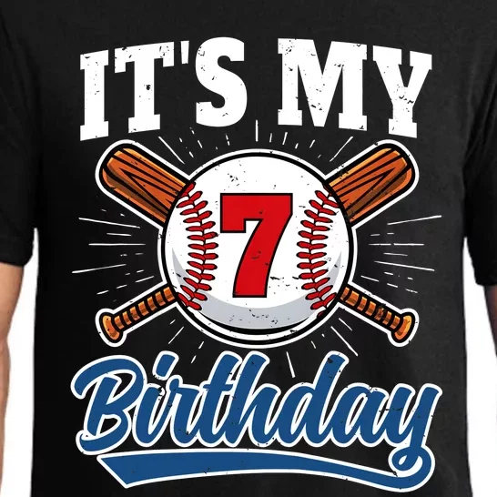 7 Years Old Baseball Player 7th Birthday Party Boy Girl Pajama Set