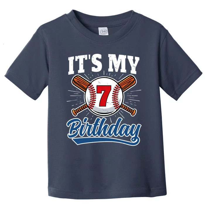 7 Years Old Baseball Player 7th Birthday Party Boy Girl Toddler T-Shirt