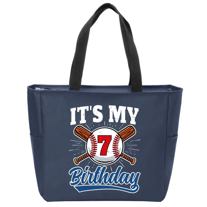 7 Years Old Baseball Player 7th Birthday Party Boy Girl Zip Tote Bag