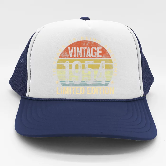 70 Year Old Gifts Vintage 1954 Limited Edition 70th Birthday Trucker Hat