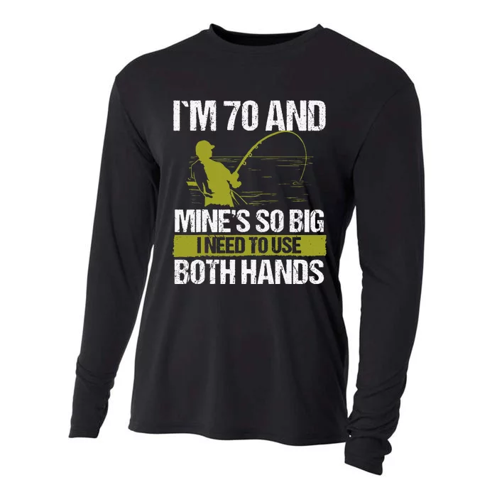 70 Year Old Fishing Lure Fisherman Rod Funny 70 Birthday Cooling Performance Long Sleeve Crew