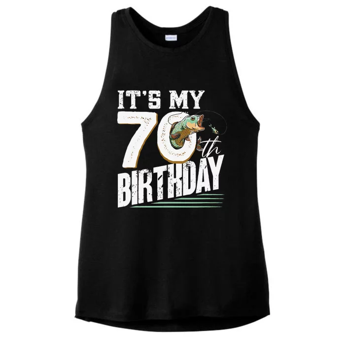 70 Years Old Fishing Fisherman Angler 70th Birthday Gift Ladies Tri-Blend Wicking Tank