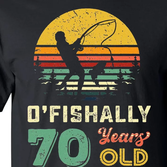 70 Years Old Seventy Grandpa Fish 70th Birthday Fishing Gift Tall T-Shirt