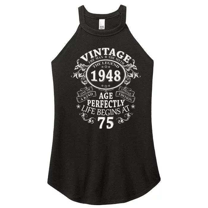 75 Years Old Gift Vintage 1948 75th Birthday Gifts For Women’s Perfect Tri Rocker Tank