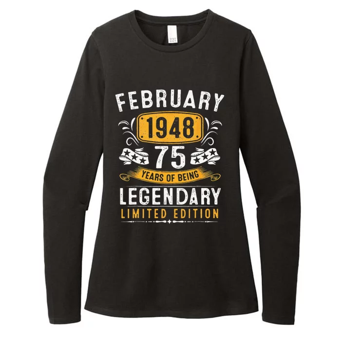 75 Years Old Gifts Vintage February 1948 75th Birthday Womens CVC Long Sleeve Shirt