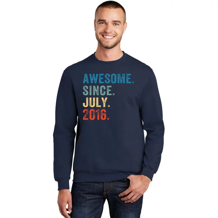 7 Year Old Gifts Awesome Since July 2016 7th Birthday Tall Sweatshirt