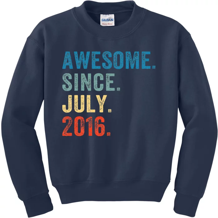 7 Year Old Gifts Awesome Since July 2016 7th Birthday Kids Sweatshirt