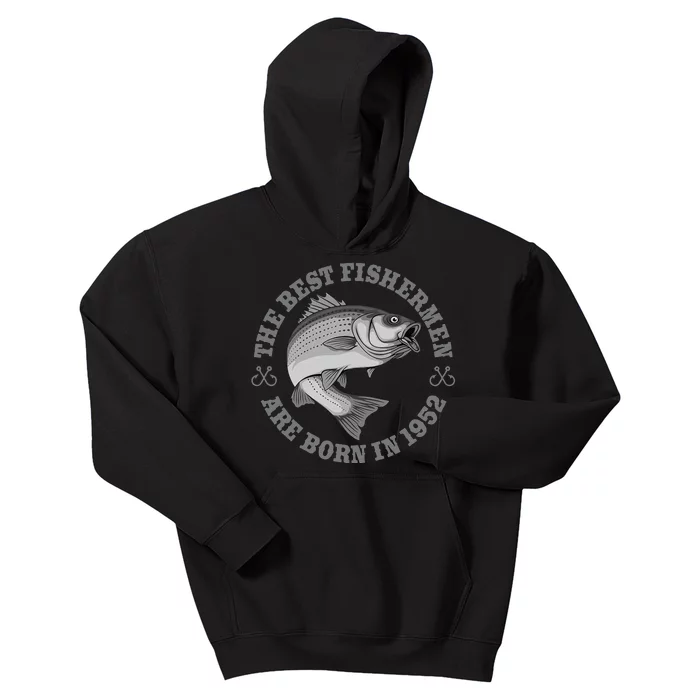 71 Year Old Fisherman Fishing 1952 71st Birthday Kids Hoodie