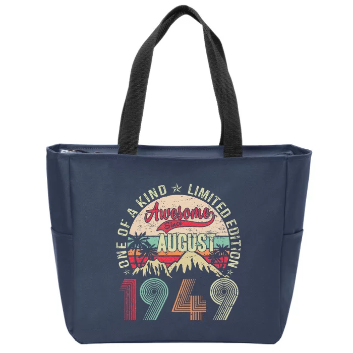 74 Years Old Gifts Vintage August 1949 Gifts 74th Birthday Zip Tote Bag