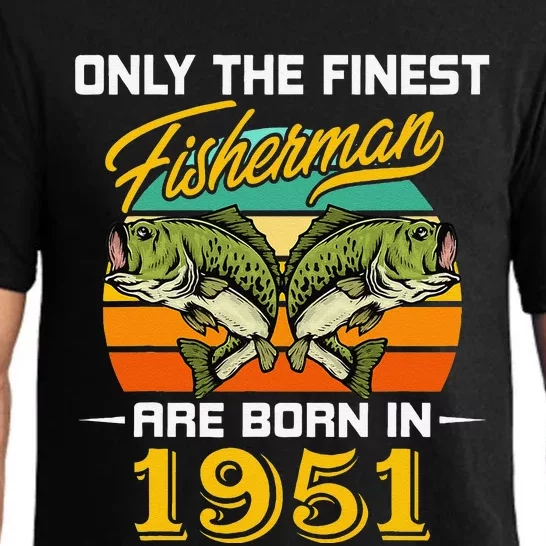 71 Years Old Fisherman Born In 1951 Funny 71st Birthday Pajama Set