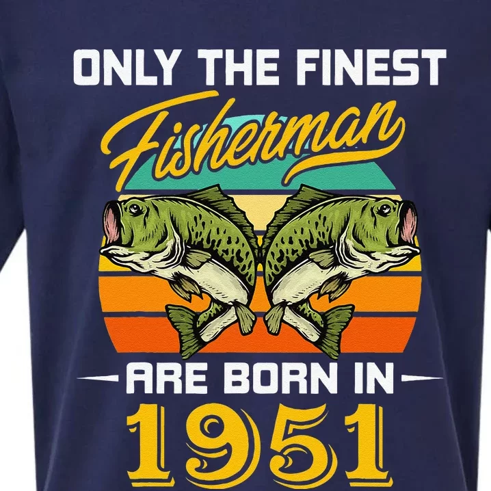 71 Years Old Fisherman Born In 1951 Funny 71st Birthday Sueded Cloud Jersey T-Shirt