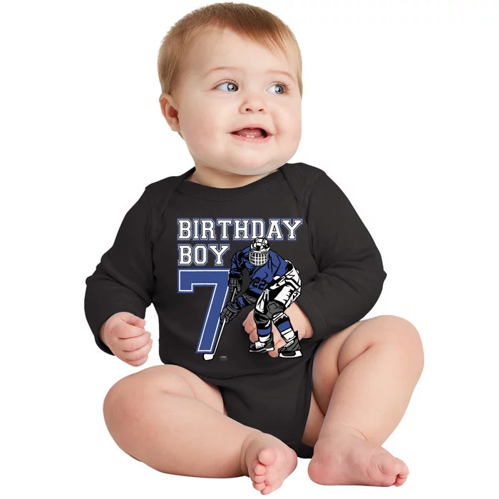 7 Year Old Ice Hockey Themed Birthday Party 7th Boy Gift Baby Long Sleeve Bodysuit