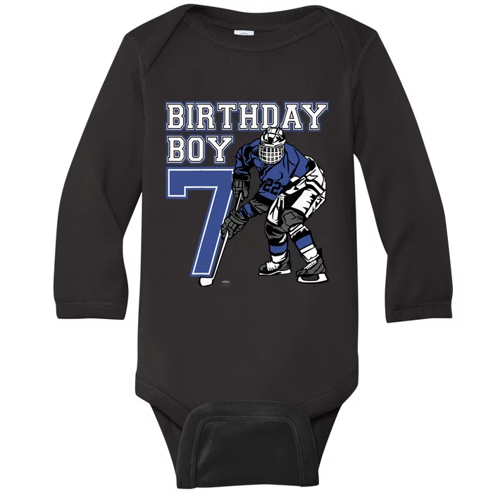 7 Year Old Ice Hockey Themed Birthday Party 7th Boy Gift Baby Long Sleeve Bodysuit