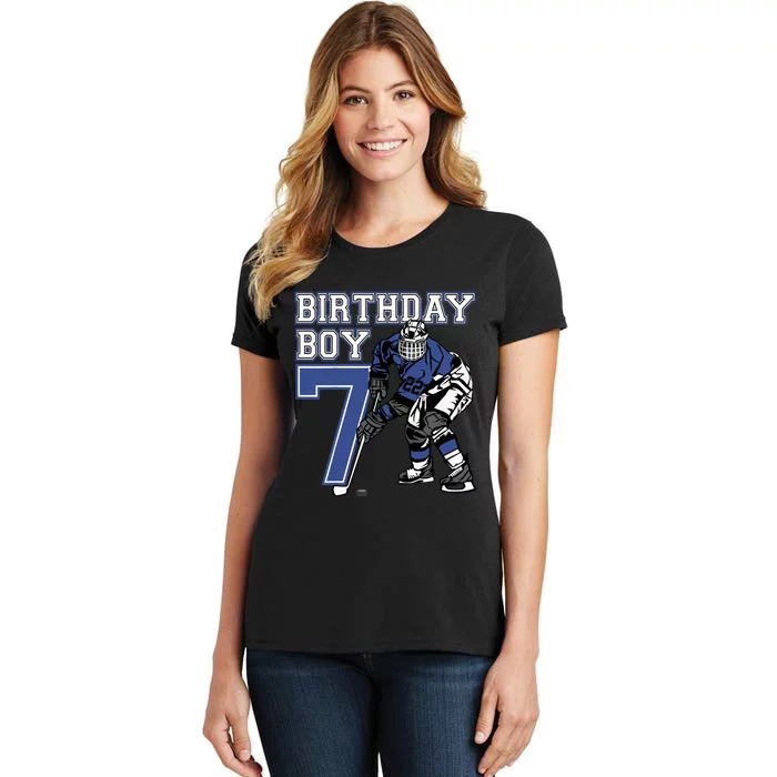 7 Year Old Ice Hockey Themed Birthday Party 7th Boy Gift Women's T-Shirt