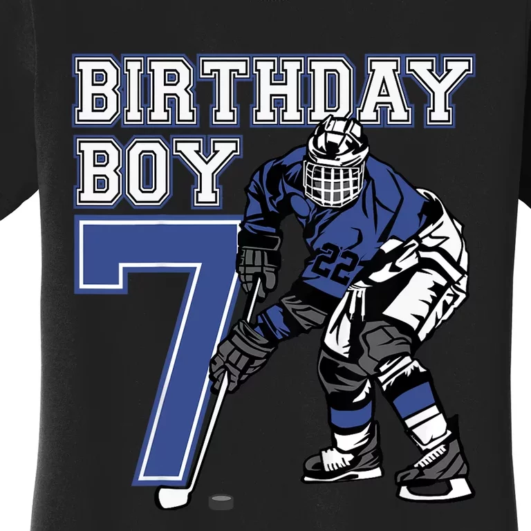 7 Year Old Ice Hockey Themed Birthday Party 7th Boy Gift Women's T-Shirt