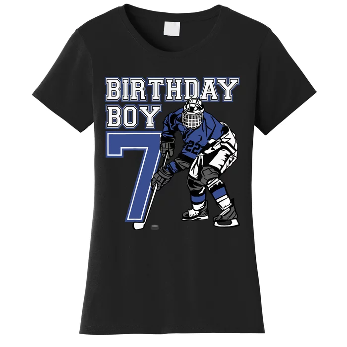 7 Year Old Ice Hockey Themed Birthday Party 7th Boy Gift Women's T-Shirt