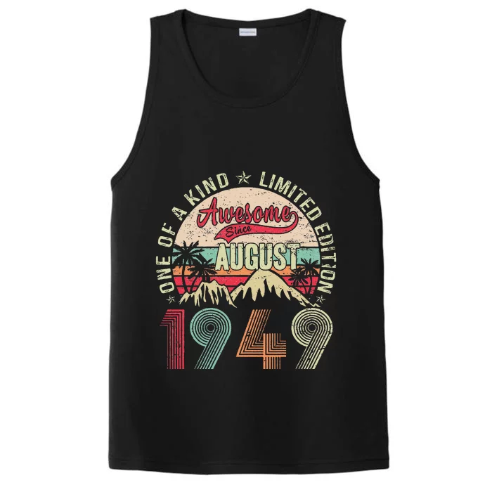 74 Years Old Gifts Vintage August 1949 Gifts 74th Birthday Performance Tank