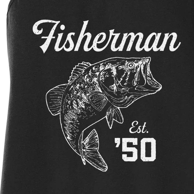 73 Year Old Bass Fisherman Fishing 1950 73rd Birthday Women's Racerback Tank