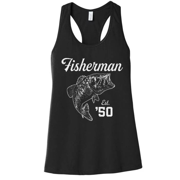 73 Year Old Bass Fisherman Fishing 1950 73rd Birthday Women's Racerback Tank