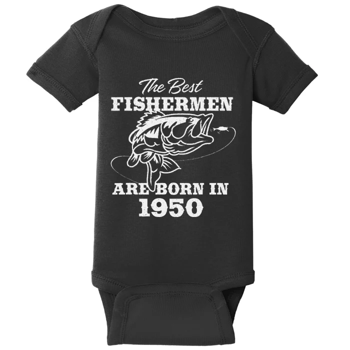 73 Year Old Fisherman Fishing 1950 73rd Birthday Cute Baby Bodysuit