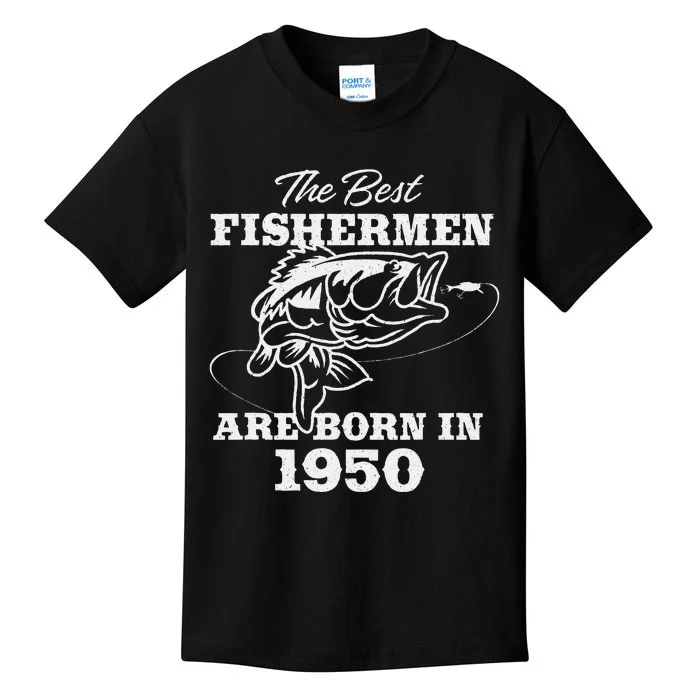 73 Year Old Fisherman Fishing 1950 73rd Birthday Cute Kids T-Shirt