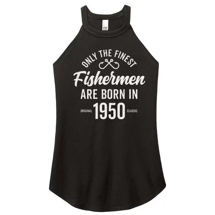 73 Year Old Fisherman Fishing 1950 73rd Birthday Gift Women’s Perfect Tri Rocker Tank