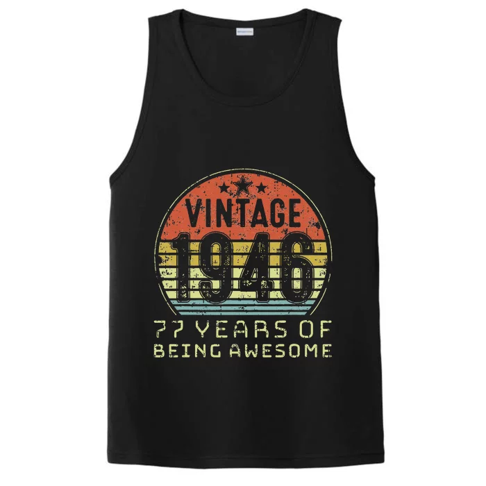 77 Year Old Birthday Vintage 1946 77th Birthday Performance Tank