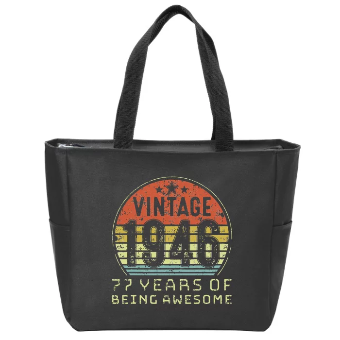 77 Year Old Birthday Vintage 1946 77th Birthday Zip Tote Bag