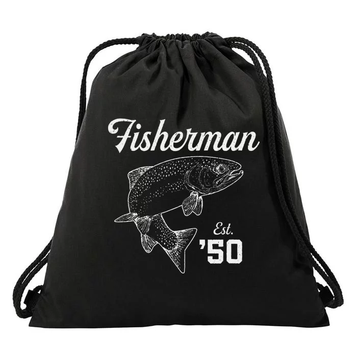 73 Year Old Trout Fisherman Fishing 1950 73rd Birthday Drawstring Bag