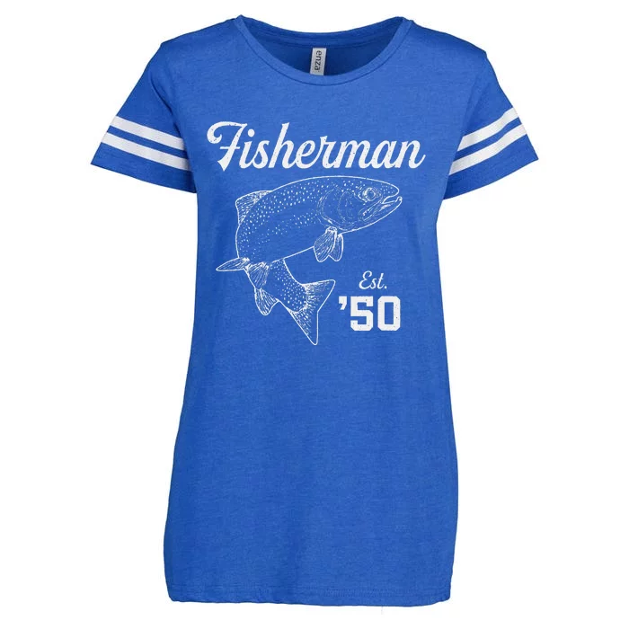 73 Year Old Trout Fisherman Fishing 1950 73rd Birthday Enza Ladies Jersey Football T-Shirt