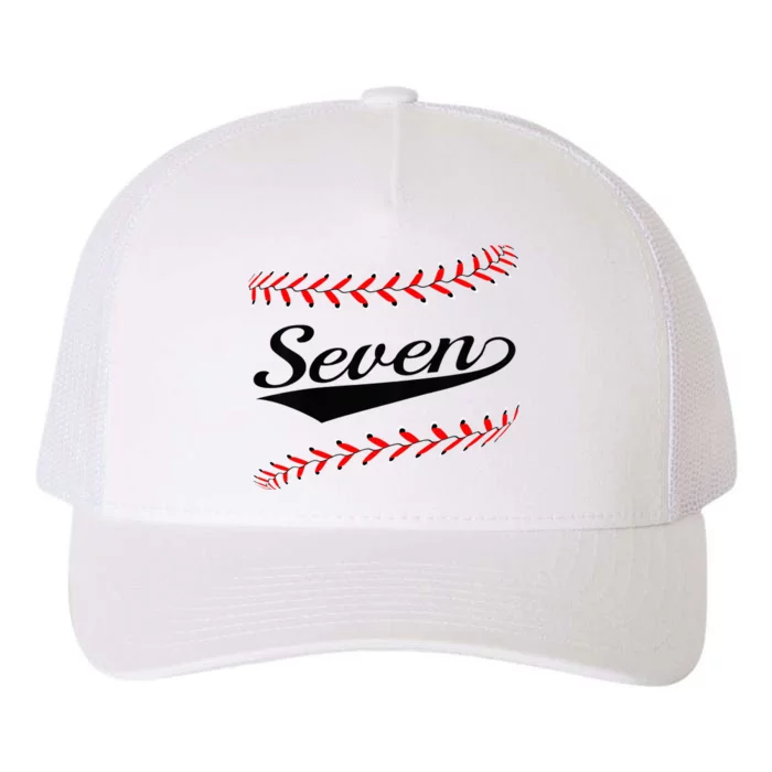 7 Year old 7th Baseball Softball Birthday Party Yupoong Adult 5-Panel Trucker Hat