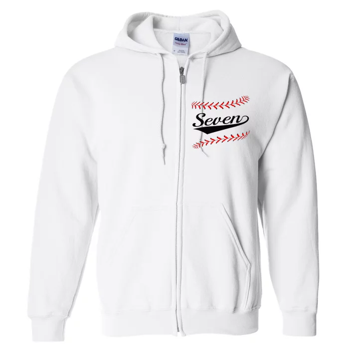 7 Year old 7th Baseball Softball Birthday Party Full Zip Hoodie