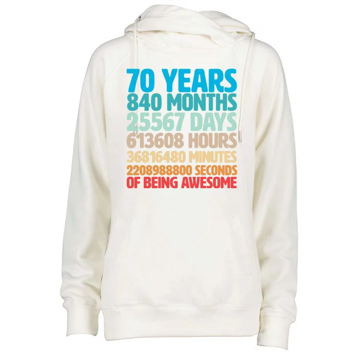 70 Years Of Being Awesome 70th Birthday Time Breakdown Womens Funnel Neck Pullover Hood