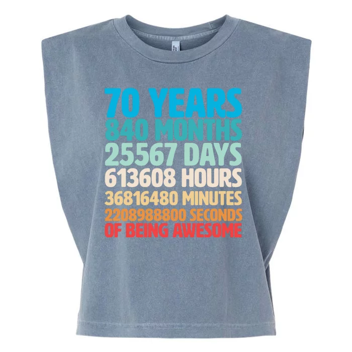 70 Years Of Being Awesome 70th Birthday Time Breakdown Garment-Dyed Women's Muscle Tee