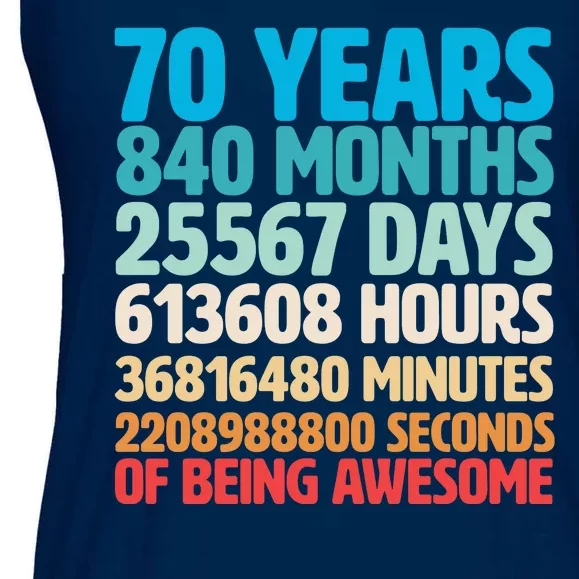 70 Years Of Being Awesome 70th Birthday Time Breakdown Ladies Essential Flowy Tank