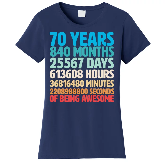 70 Years Of Being Awesome 70th Birthday Time Breakdown Women's T-Shirt