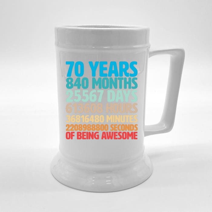 70 Years Of Being Awesome 70th Birthday Time Breakdown Front & Back Beer Stein