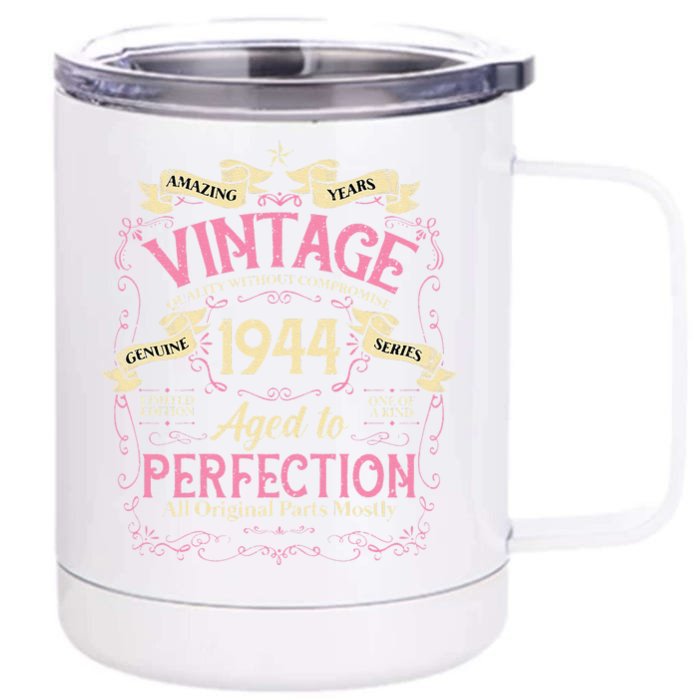 79 Years Old Vintage 79th Birthday Gifts For Women Mom 1944 Front & Back 12oz Stainless Steel Tumbler Cup