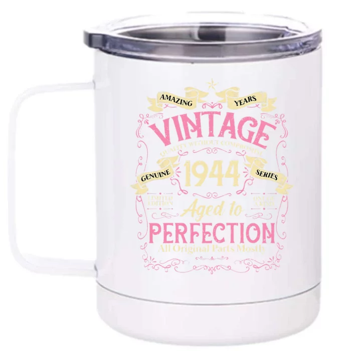 79 Years Old Vintage 79th Birthday Gifts For Women Mom 1944 Front & Back 12oz Stainless Steel Tumbler Cup