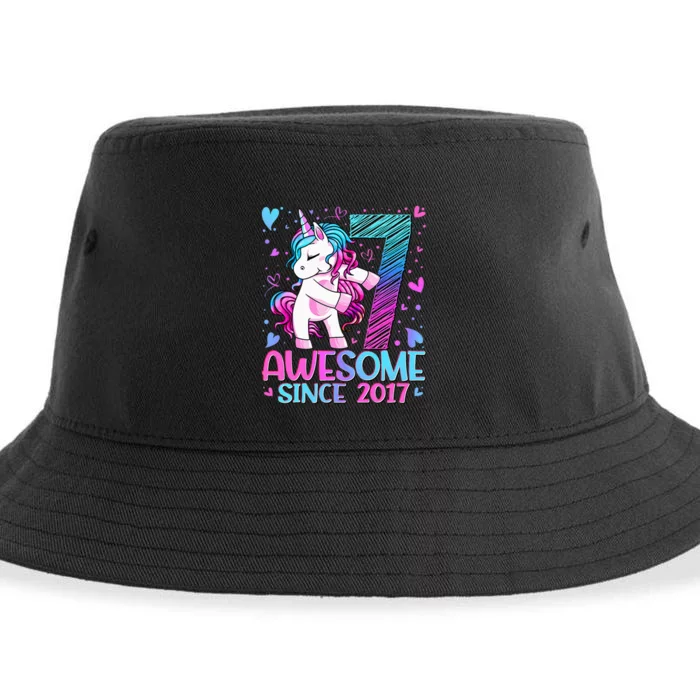 7 Years Old Flossing Unicorn Gifts 7th Birthday Party Sustainable Bucket Hat